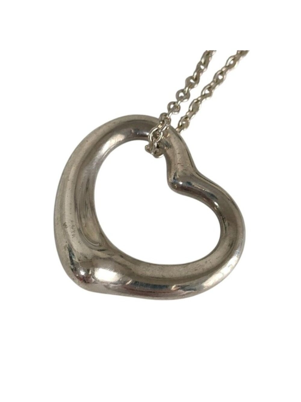 Tiffany & Co Elsa Peretti Open Heart Large Chain Pendant 925 Sterling